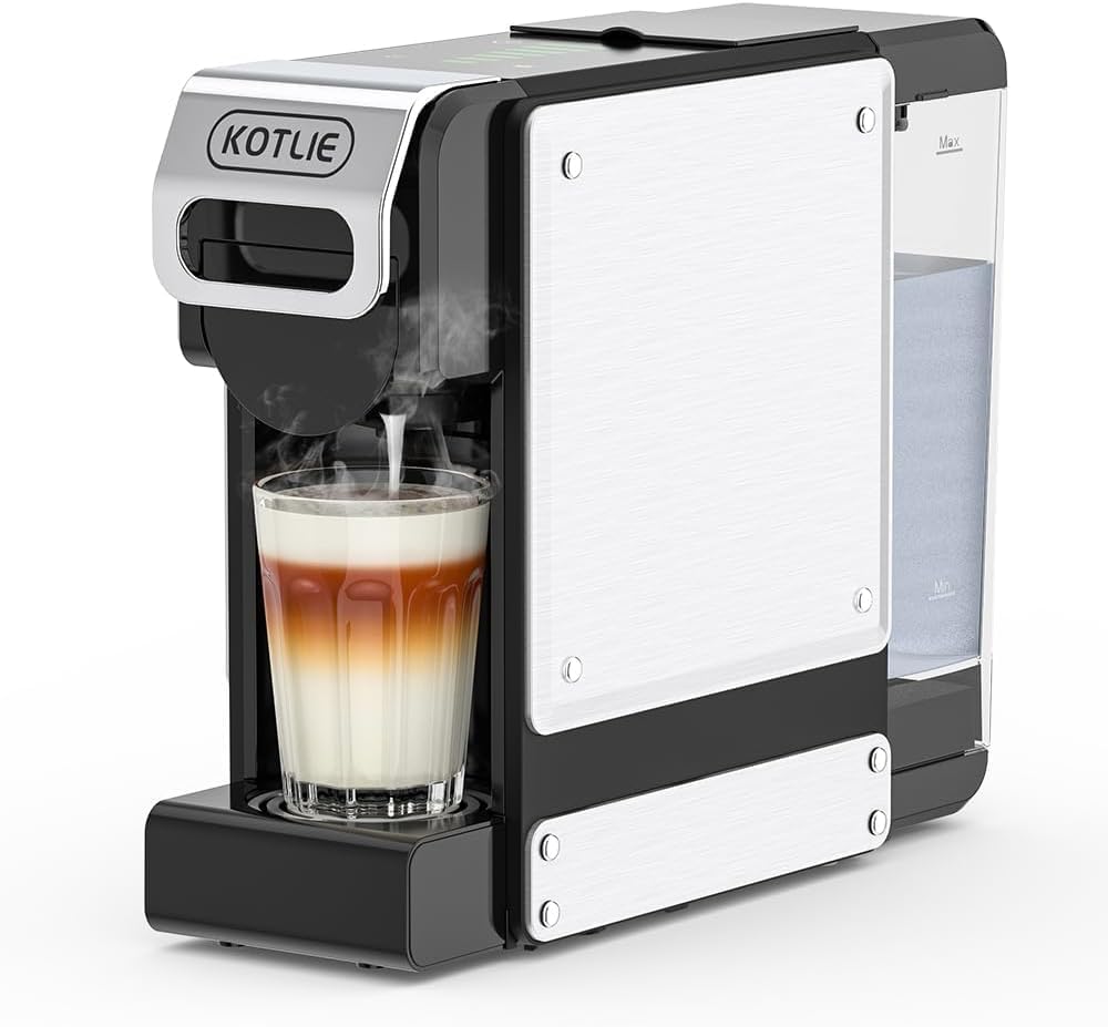 Macchina da caffè a capsule ST-550, Macchina da caffè 4 in 1,per Nespresso Original/per Dolce Gusto/per A Modo Mio e caffè macinato, con serbatoio dell'acqua da 1 litro | 4 in 1 per capsule e polveri NES Original/DG*/Mio*, 7 quantità di acqua, serbatoio d