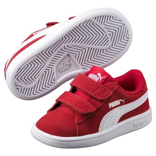Image of PUMA Girls' Smash V2 Hook and Loop Sneaker, Elderberry-Indigo-Silver-White, 2 M US Little Kid