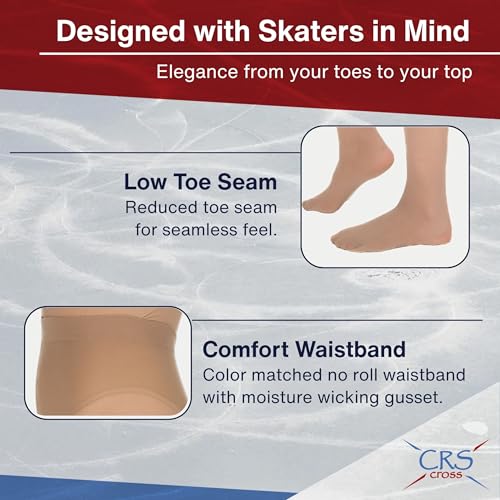 Image of CRS Cross Figure Skate Tights - 2 Pair Footed for Competitions, Practice, Ice Skating or Dance