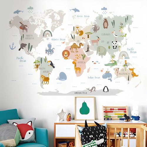 Vinilo Decorativo Mapa Animal Mundo para Pared miniatura 4