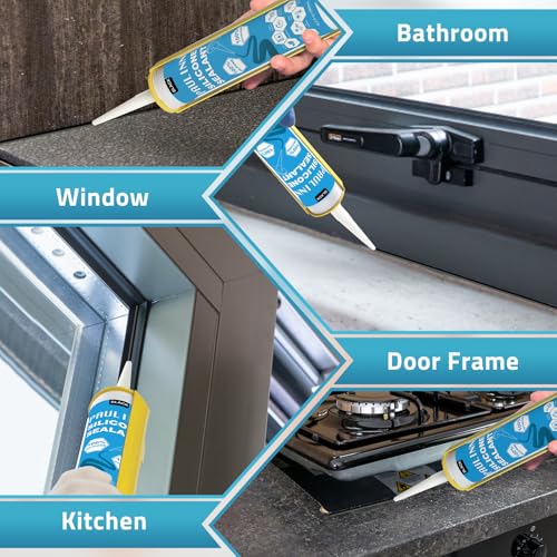 Image of PAULINN 4 Pack Black Silicone Caulk Waterproof 100% Silicone Caulk for Kitchen & Bathroom