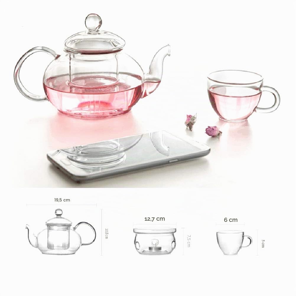 BESTonZON Hitzebeständiges Glas Kung Fu Teeservice 6 Stück Teegeschirr mit Doppelwand Tassen Modernem Design für Heißen Tee und Eistee