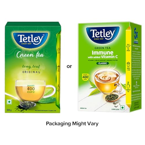 Image of Tetley Green Tea Packet, 500g (Pack of 2)