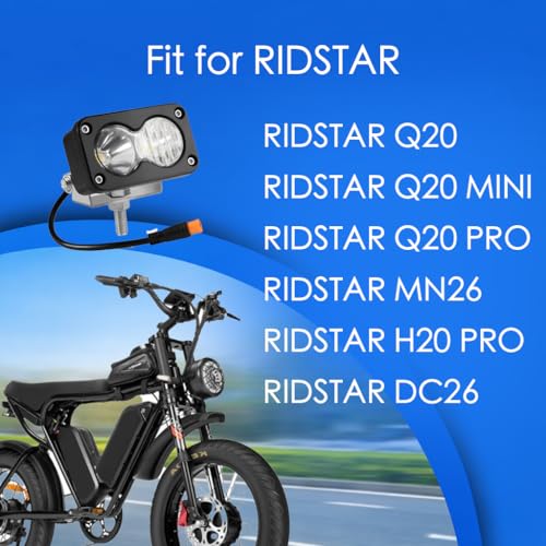 Image of Compatible fits Ridstar Q20 Ebike Headlight, 6500K 20W Super Bright Waterproof LED Light for Ebike, 3 Pin Universal 12V-60V for Ebike, Motorcycle, ATV
