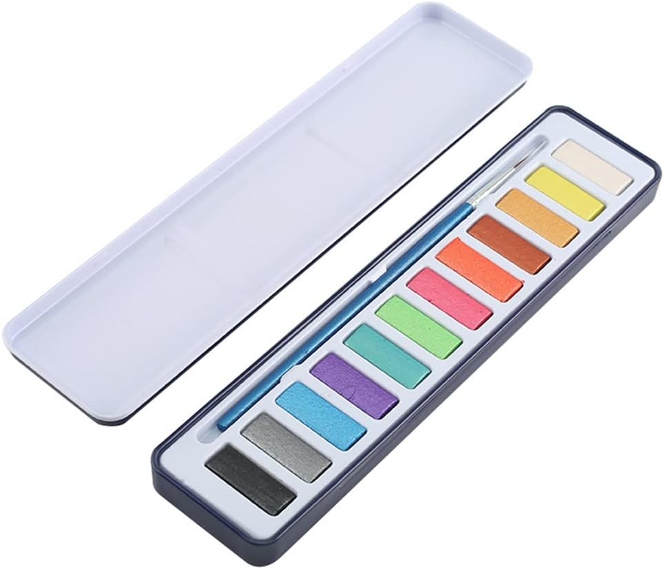 Solid Powder 12 Watercolor Box Painting Art Professional Supplies