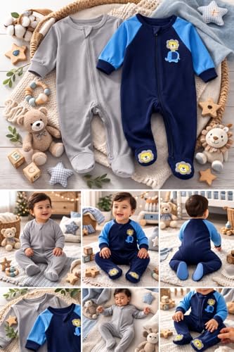 Image of TuddyBuddy 100% Cotton Multi Color Zipper Romper Sleepsuit /Romper /Jumpsuit for Baby Boy & Baby Girl