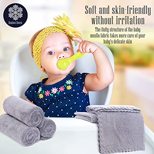 Image of 16 Pack Baby Washcloths - Luxury Coral Fleece - Extra Absorbent and Soft Wash Clothes for Newborn, Infants and Toddlers - Suitable for Sensitive Skin and New Born - Baby Shower - Light Grey,10x10 Inch