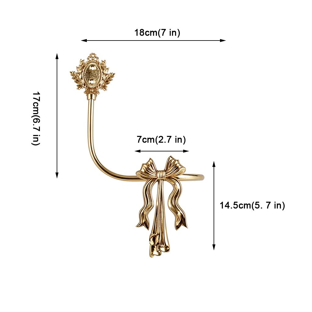 Embrasses de rideaux en laiton - Nœud élégant - Décoration de rideau - Crochets muraux pour rideaux de fenêtre (laiton droit)