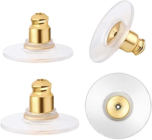 Miniatura 1 de 50 piezas de aretes para orejas caídas, cierre de bala para aretes caídos, orejas caídas con almohadilla para aretes pesados, tapones de goma para
