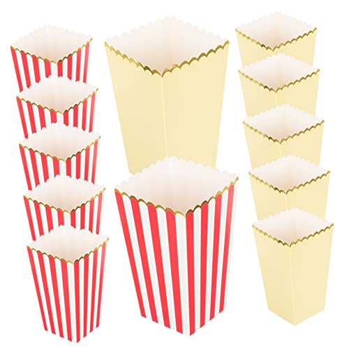 NAMOARLY 12Pcs Classic Popcorn Boxes Striped Containers with Trim Nights Parties Festivals and Snack Packaging