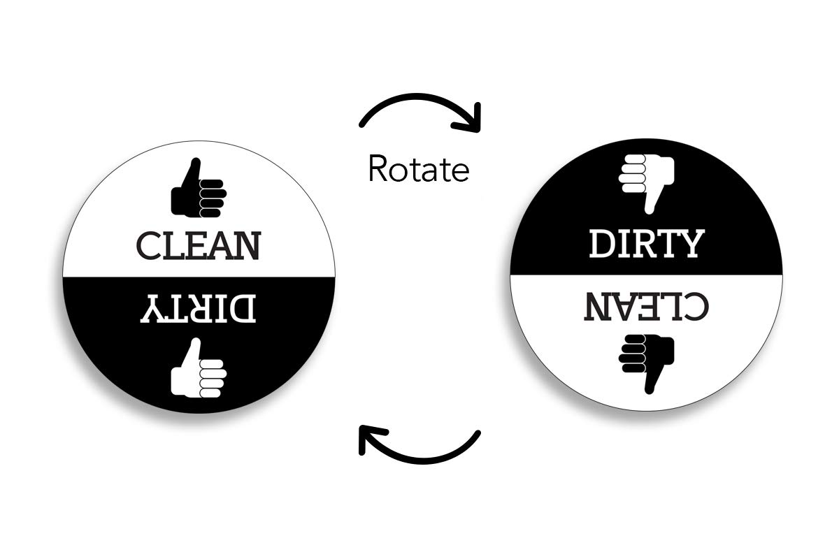 Dishwasher Magnet Clean Dirty Sign - Round Black & White Refrigerator Magnets (Thumbs Up/Thumbs Down - Regular) - Funny Housewarming Gifts - Suitable for All Dishwashers!