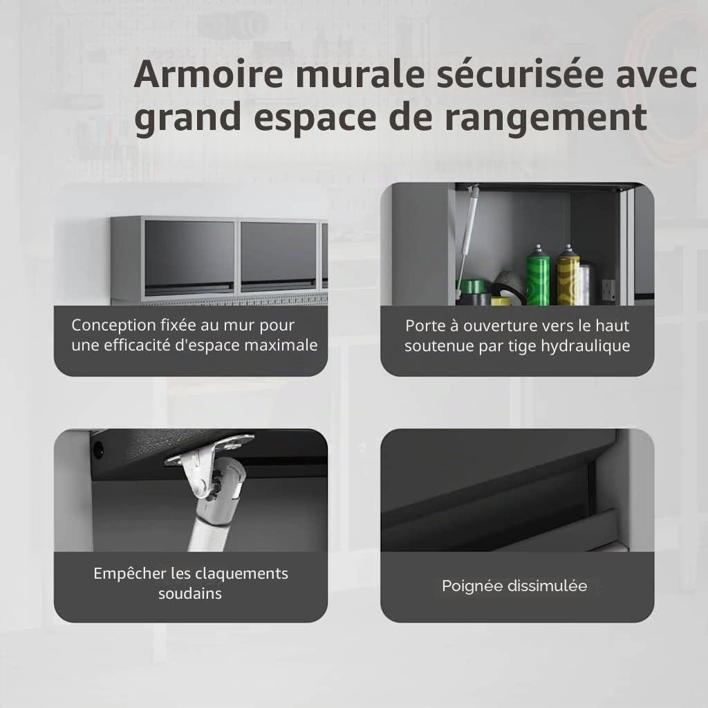 vidaXL Armoire à outils avec stockage Noir et gris 50 x 25 x 35 cm, Atelier, coffre à outils en acier rectangulaire, rangement durable, organisateur moderne pour garage