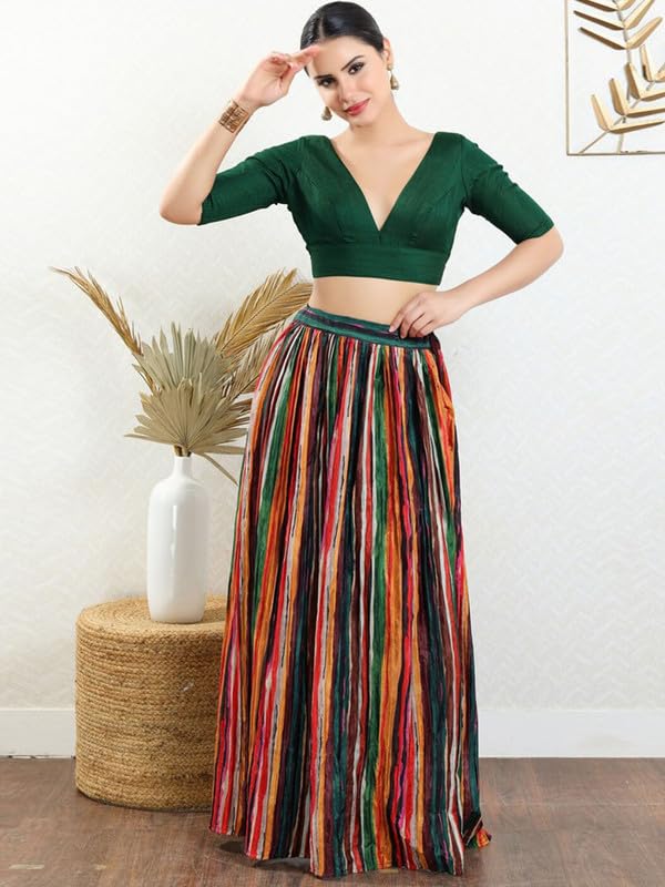 Image of Dupion Silk Solid Non Padded Saree Blouse Top V-Neck Short Sleeves Hook and Eye Closure and Tie-Up Back Choli