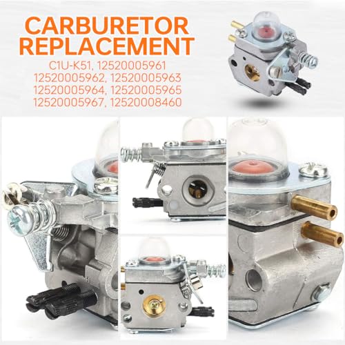 ZAMDOE C1U-K51 Carburetor Kit Suitable for Echo HC HCR Series HC-1500 HC-1600 HC-1800 HC-2000 HC-2400 12520005962 Hedge Trimmer Engine Parts Replacement for Zama C1U‑K51 Lawn Mower Tune Up Kits - Image 4
