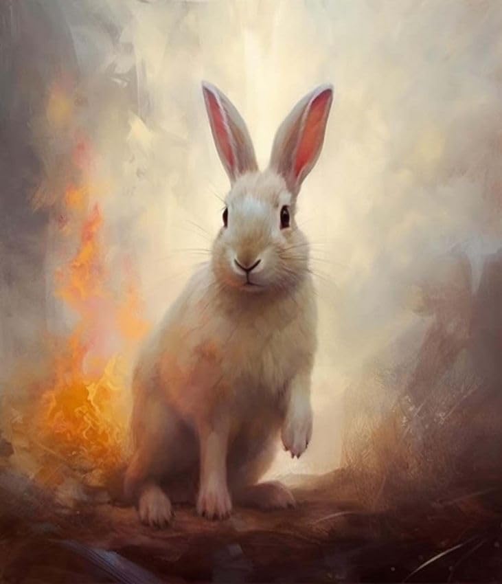 ZMHZMY DIY Oil Painting Paint by Number Kit Rabbit Hare Bunny DIY Painting by Number Kits Oil Paint Drawing Canvas Home Decor,40x50cm Without Frame