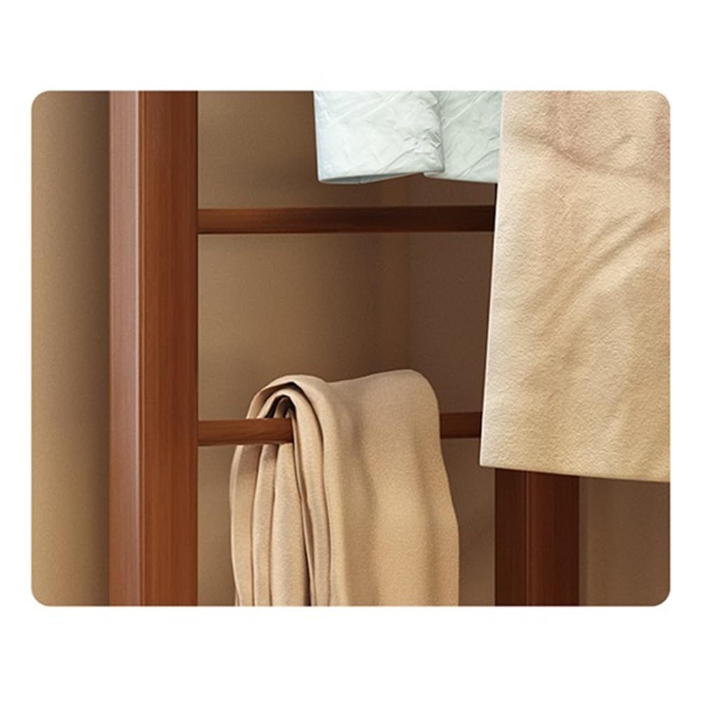 GLigeT Garderobenständer Massivholz-Garderobenständer, Boden-Schlafzimmer-Kleiderständer, Wohnzimmer-Lagerregal, einfacher vertikaler Balkon-Kleiderständer Jackenständer(Walnut)