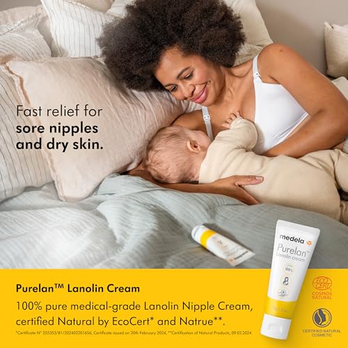 Image of Medela Purelan Lanolin Nipple Cream, Fast Relief for Sore Nipples & Dry Skin During Breastfeeding, Safe for Breastfeeding Baby, Natural, Hypoallergenic, Fragrance-Free, 1.3 Ounces, 2 Pack