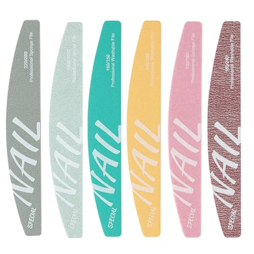 AstraGlam Set de Limas y Pulidores de Uñas para Uñas de Gel, Juego Completo de Seis Limas de Alta Calidad para Uñas Naturales, Acrílicas y de Gel, Duraderas y Lavables