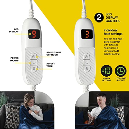 Heated Blanket, Machine Washable Extremely Soft And Comfortable Electric Blanket Throw Fast Heating With Hand Controller 10 Heating Settings And Auto Shut-Off (Blue, 84 X 90) #TOP2