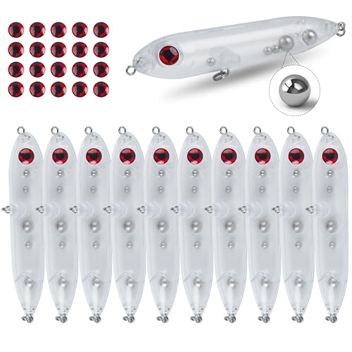 Catfish Rattling Line Float Lure for Catfishing Catfish Spook Rattle/Floats Dragon Style Peg Floats for Santee Rig Fishing 10/20 Pack Clear Unpainted Blank