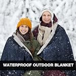 DUKUSEEK Sherpa Couverture de camping étanche avec capot, 79 χ 59” Stade de plein air pare-brise Blankets pour Camp,Picnique, Voyage, Randonnée, Jeux de football Lavable et coupe-vent pour temps froid bleu marine