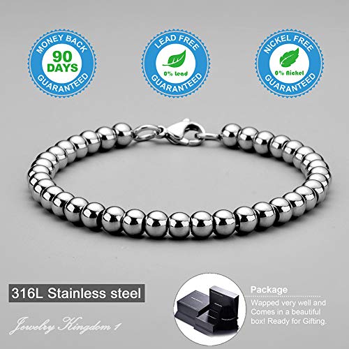 Image of Necklace or Bracelet for Women and Men, Beaded Chain Stainless Steel, Handmade Jewelry, Thick of 6-8MM and Length of 7-40 inch Optional