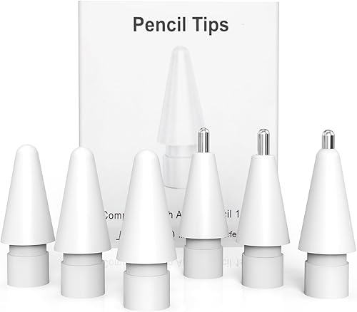 6 puntas de repuesto mejoradas compatibles con Apple Pencil de 2 y 1 generación, puntas de metal resistentes al desgaste para punta fina, control