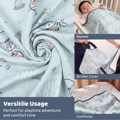 Image of haus & kinder Muslin Blanket for New Born Baby, Soft Breathable Baby Blankets Newborn, Baby Blanket for 0-2 Years, Cozy Baby Blanket for Crib Nursery & Stroller, New Born Baby Essentials | Spacewalk