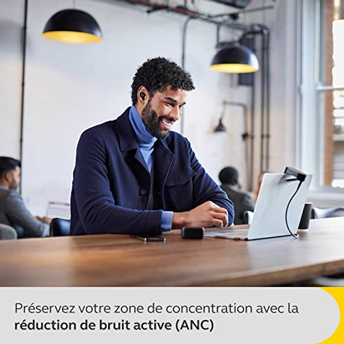 Jabra Evolve2 Buds - Écouteurs Bluetooth intra-auriculaires sans fil True Wireless avec réduction de bruit active et MultiSensor Voice - Certifiés pour les applications de réunion virtuelle - Noir