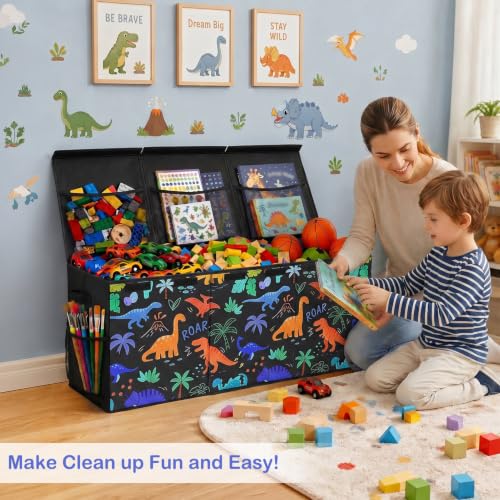 Image of Toy Box with Adjustable Divider Large Toy Chest Storage for Nursery Kidroom