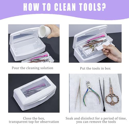 Desinfektionswanne, Nail Tools Sterilizer, Tablett Maniküre Desinfektionsbox, für Schönheitssalon Maniküre Haarwerkzeuge Instrumente Ärzte Maniküre Labor Reinigungsartikel (Schwarz)