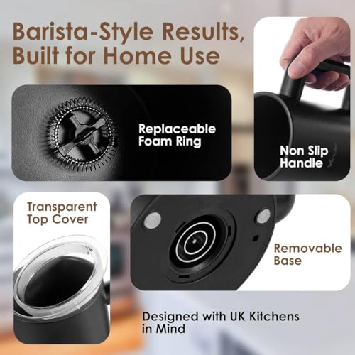 Vencier Electric Milk Frother And Warmer, Automatic Foam Maker For Lattes, Cappuccinos And Hot Chocolate, Hot And Cold Froth Plus Heat Only, One-Touch Control, Quiet Operation, Non-Stick Coated Jug, A - 5