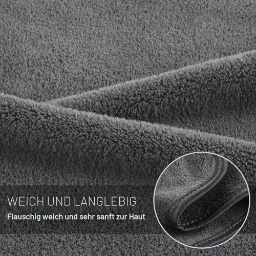 KinHwa 10er Pack gästehandtücher 30x50, Mikrofaser Handtuch, Flauschiges gästehandtücher,Weich &Saugstark gästehandtuch 30x50cm, Dunkelgrau – Ansicht 3