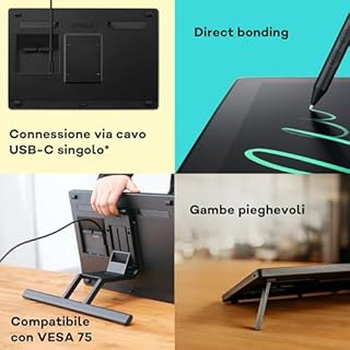 Wacom Cintiq 16 (Edizione 2025) – Tavoletta grafica con schermo – tablet con penna creativa 2.5K compatto con Wacom Pro Pen 3, vetro antiriflesso, supporto pieghevole e USB-C