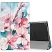 MoKo Case for All-New Amazon Fire HD 10 Tablet (7th Generation, 2017 Release) - Smart Shell Stand Cover with Auto Wake / Sleep & Translucent Frosted Back for Fire HD 10.1 Inch Tablet, Peach Blossom
