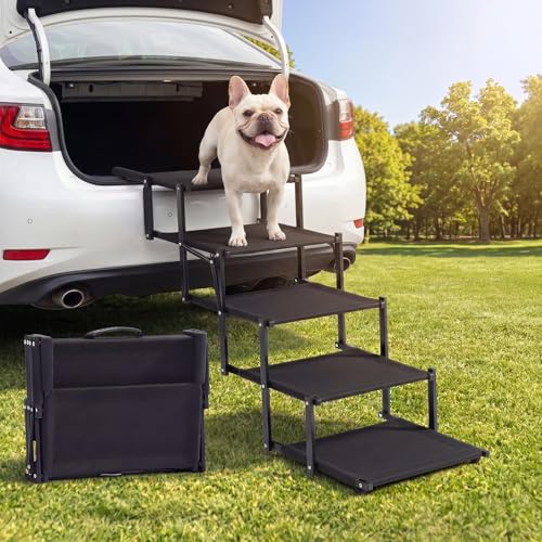 Cozila Foldable Dog Stairs for Car SUV & Truck 5-Step Pet Ramp with Non-Slip Surface Portable and Lightweight Dog Steps for High Bed Supports Up to 150 Lbs