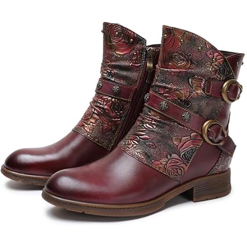 CrazycatZ Floral Leather Ankle Boots Cover