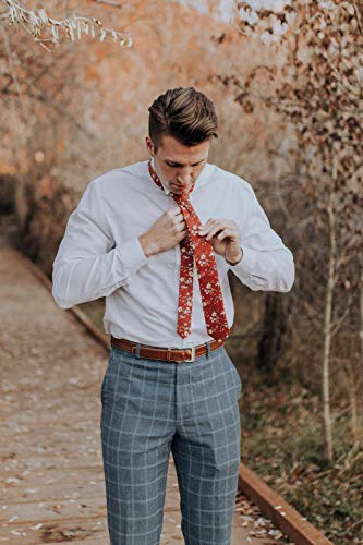 Image of DAZI Men's Skinny Tie Floral Print Cotton Necktie, Great for Weddings, Groom, Groomsmen, Missions, Dances, Gifts.