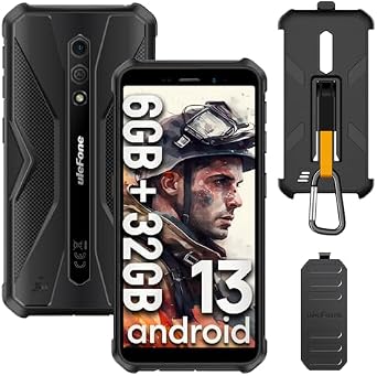 Ulefone Armor X12 & Case Rugged Phones, IP68/IP69K, Android 13 6GB + 32GB, 13MP + 8MP, 5.45 Inch HD+ Display, 4860mAh Big Battery, Dustproof, Compass, NFC, OTG, GPS - Black
