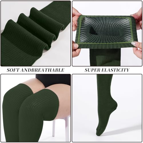 Image of Moon Wood Plus Size Thigh High Socks for Thick Thighs- Womens Knit Cotton Extra Long Over the Knee High Socks Leg Warmer