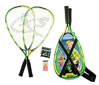 Speedminton Junior Set – Original Speed Badminton/Crossminton Kinder Set inkl. 2 FUN Speeder, Tasche, Grün, 60 cm