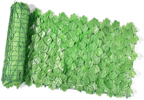 Haie artificielle - 1 x 5 m - Clôture verte pour balcon, terrasse, jardin - Résistant aux intempéries - Protection solaire - Lierre - Plantes artificielles - Vue extérieure - 1 x 10 m