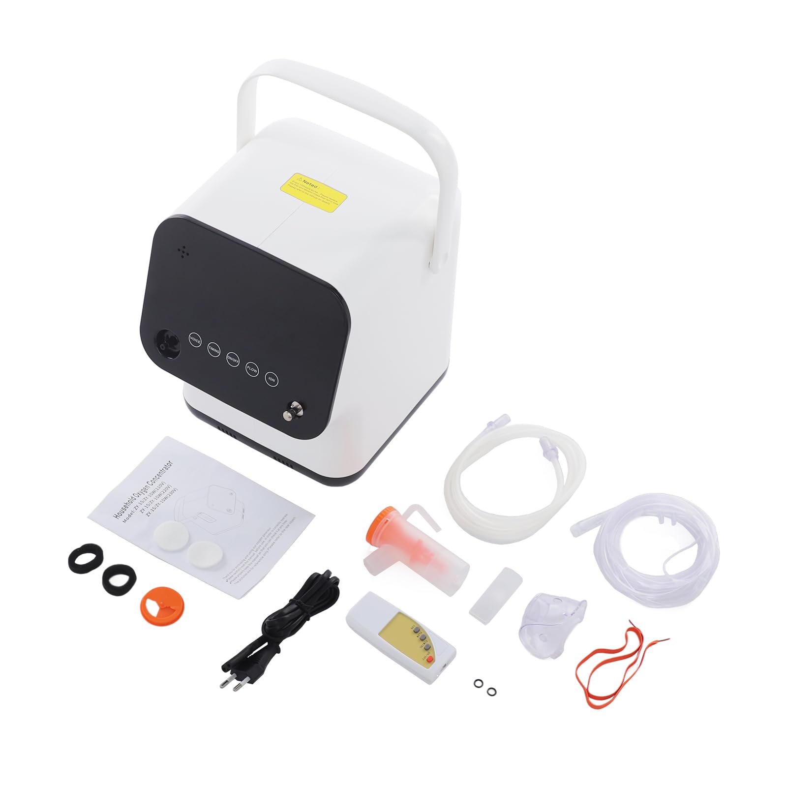 Concentratore di ossigeno portatile per casa e in viaggio, 1-7 l/min con 48 ore di funzionamento continuo, silenzioso 45 dB, telecomando, funzione ioni negativi per anziani, casa di cura, viaggi