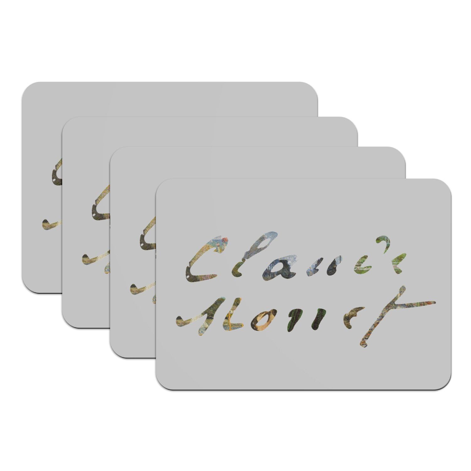 Sets de table Claude Monet grand format gris en caoutchouc antidérapant lot de 4
