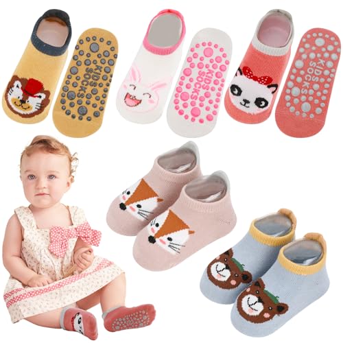 Utensilsto 5 Paar Baby rutschfeste Socken, Anti Rutsch Babysocken with...