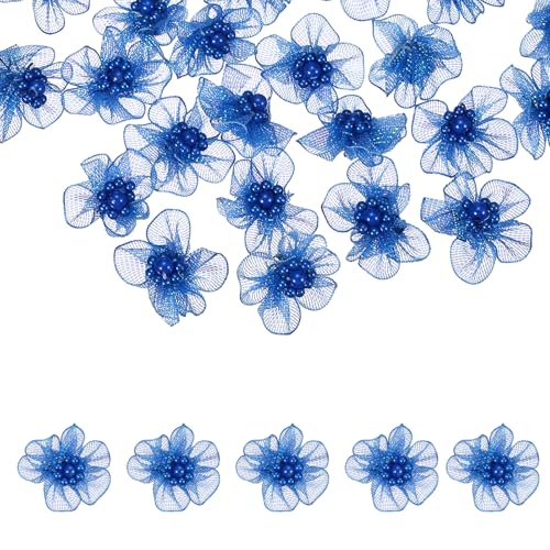 Consejos para Comprar Costura y manualidades 3D favoritos de las personas. 48 uxcell - 60 flores de organza para manualidades, flores de tela de 1.2 pulgadas con abalorio, mini apliques 3D, adornos de cinta para manualidades, ropa de costura, lazos para el...