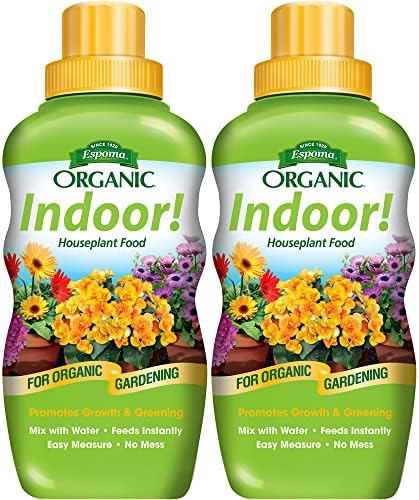 Espoma Organic 8 Ounce Concentrated Indoor! Plant Food - Indoor Plant Fertilizer for Large & Small Plants Like Pothos, Fiddle Leaf Fig, Monstera, Snake & Palms. Pack of 2.