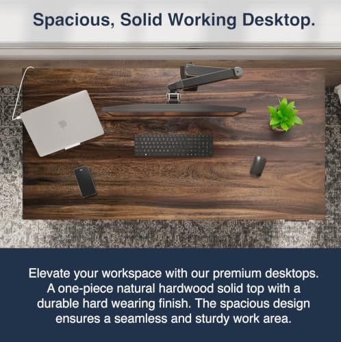 Image of Desky Dual Hardwood Sit Stand Desk Maple 48 inch Space Gray