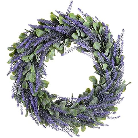 17 inches Round Door Wreath Lavender Spring Wreath Artificial Wreath for Home Front Door Decor Cover