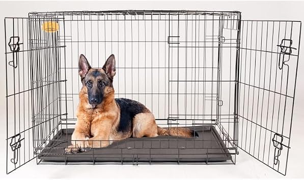 Black Folding Dog Crate with 2 Doors, 48" L X 30" W X 33" H